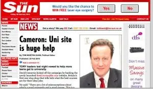 Wonkhe David Cameron the Sun