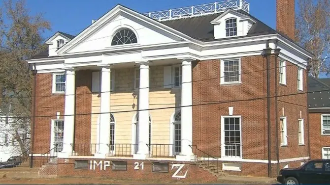 This, I believe, is a fraternity house - it is named after a couple of Greek letters for some reason